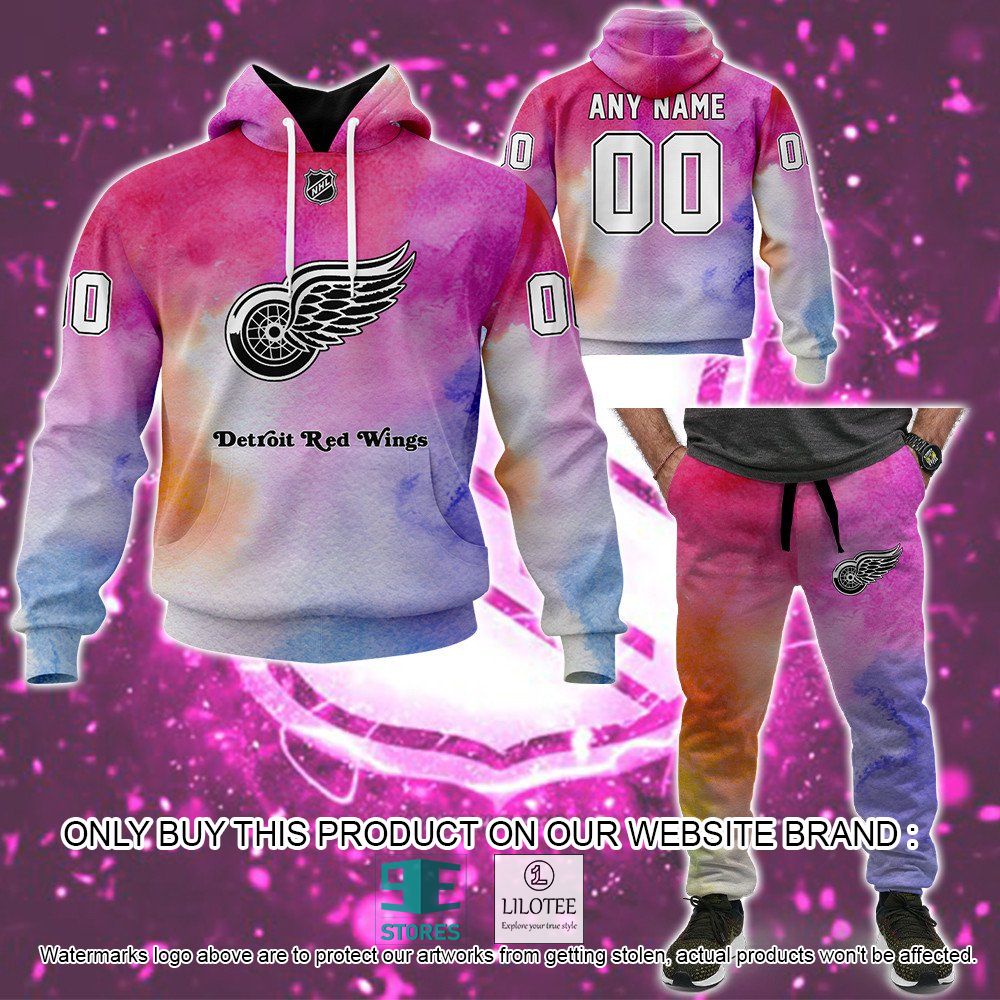 Alternative view of Detroit Red Wings Breast Cancer Awareness Month Personalized 3D Hoodie, Shirt - LIMITED EDITION
