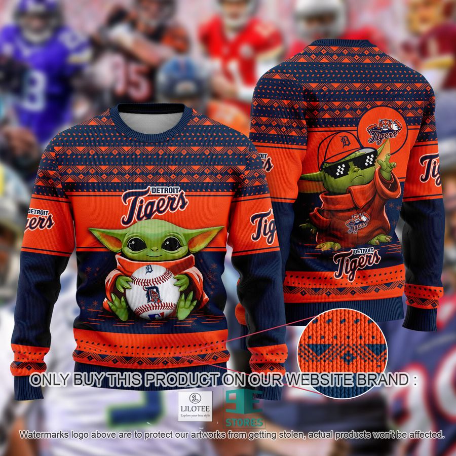 Detroit Tigers Baby Yoda Ugly Christmas Sweater 9