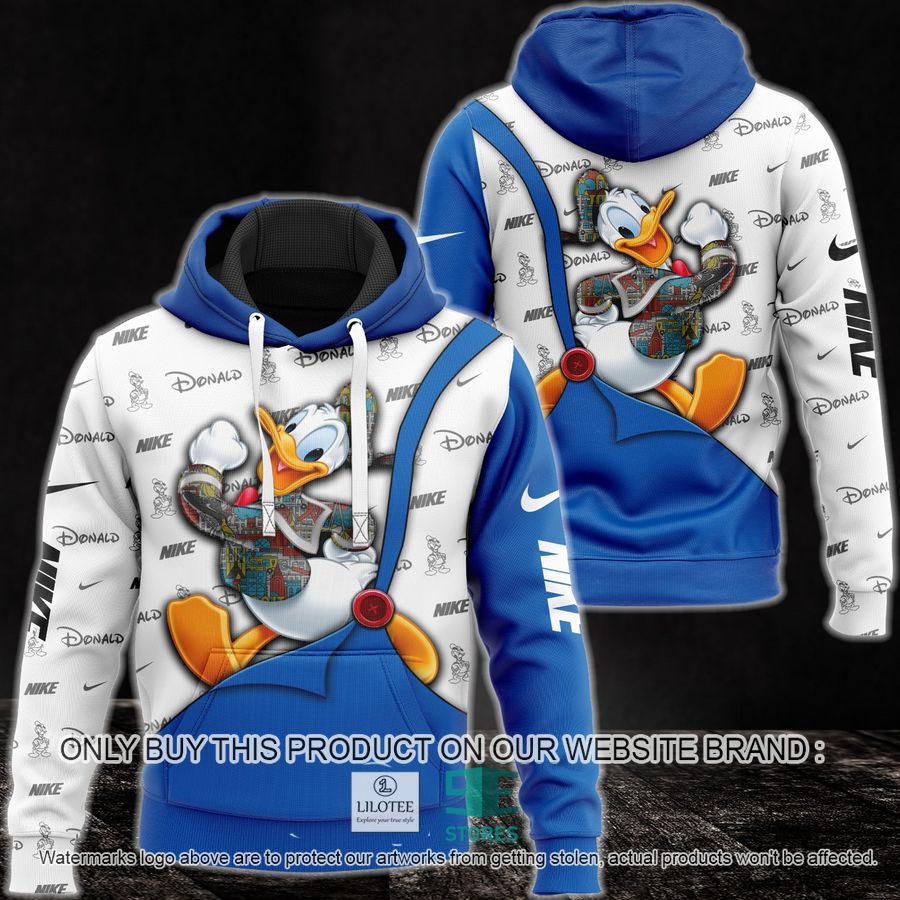Donald Duck Nike Blue and White 3D All Over Print Hoodie 9