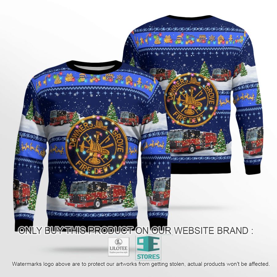 Downers Grove, DuPage County, Illinois, Downers Grove Fire Department Blue Christmas Sweater 45