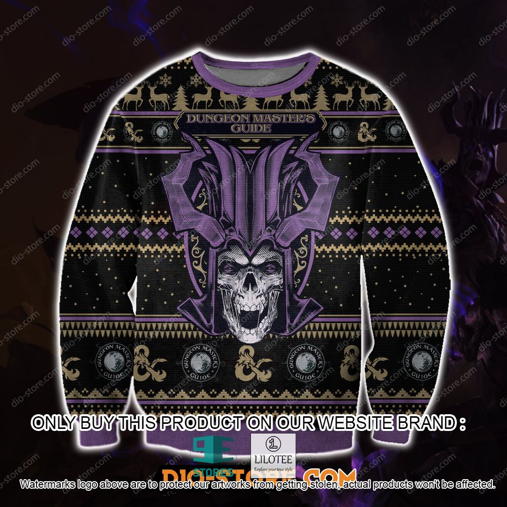 Dungeon Master's Guide Skull Purple Ugly Christmas Sweater - LIMITED EDITION 10