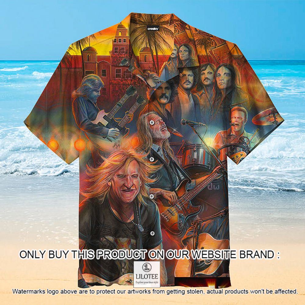 Eagles Band Guitar Pattern Short Sleeve Hawaiian Shirt - LIMITED EDITION 12