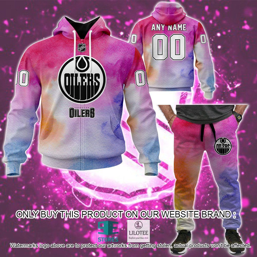 Edmonton Oilers Breast Cancer Awareness Month Personalized 3D Hoodie, Shirt - LIMITED EDITION 45