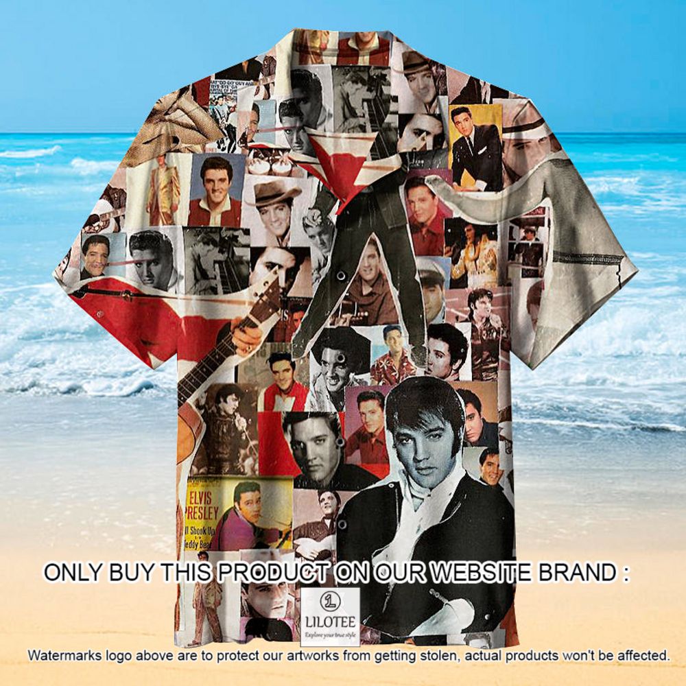 Elvis Presley Collage Poster Pattern Short Sleeve Hawaiian Shirt - LIMITED EDITION 12