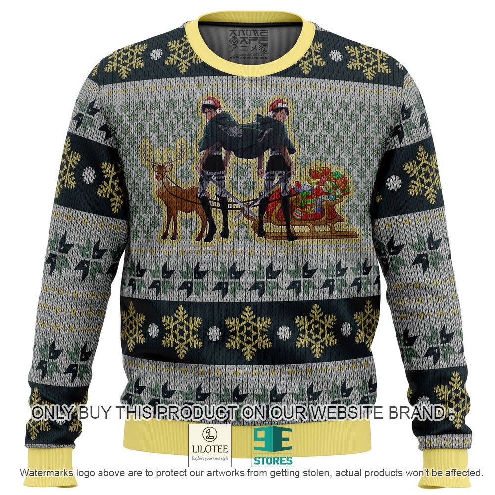 Eren Yeager and Levi Ackerman's Attack on Titan Anime Ugly Christmas Sweater - LIMITED EDITION 10