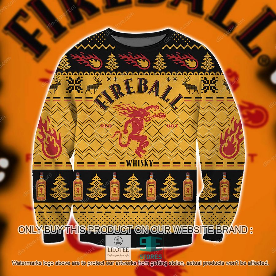 Fireball Cinnamon Whisky Logo Black Yellow Knitted Wool Sweater - LIMITED EDITION 8