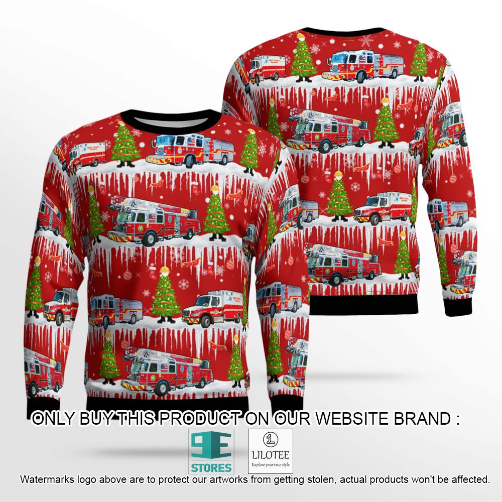 Florida, Pasco County Fire Rescue Red Christmas Wool Sweater - LIMITED EDITION 13