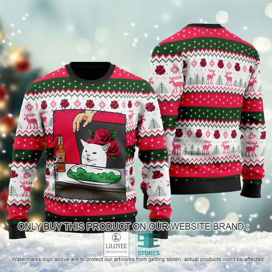 Four Roses Bourbon Cat Meme Ugly Christmas Sweater - LIMITED EDITION 8