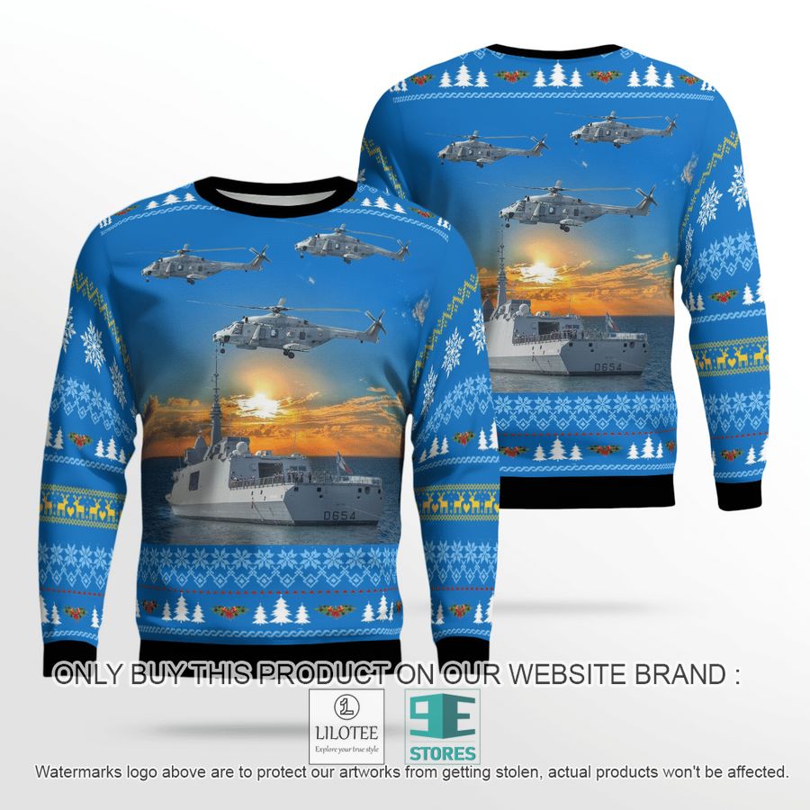 French Navy ship Auvergne & NH90 helicopter Christmas Sweater - LIMITED EDITION 19
