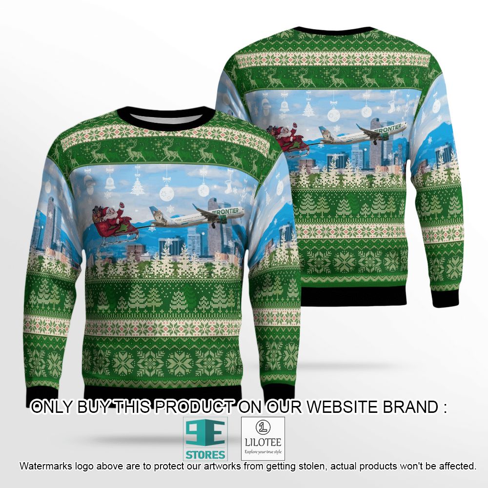 Frontier Airlines Airbus A321-211 With Santa Christmas Wool Sweater - LIMITED EDITION 13