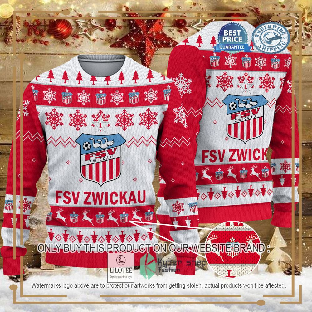 FSV Zwickau white pink Ugly Christmas Sweater - LIMITED EDITION 7