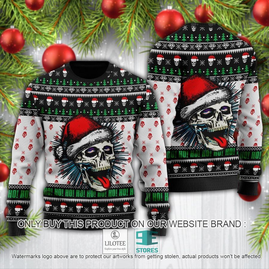 Funny Skull white black Ugly Christmas Sweater - LIMITED EDITION 5