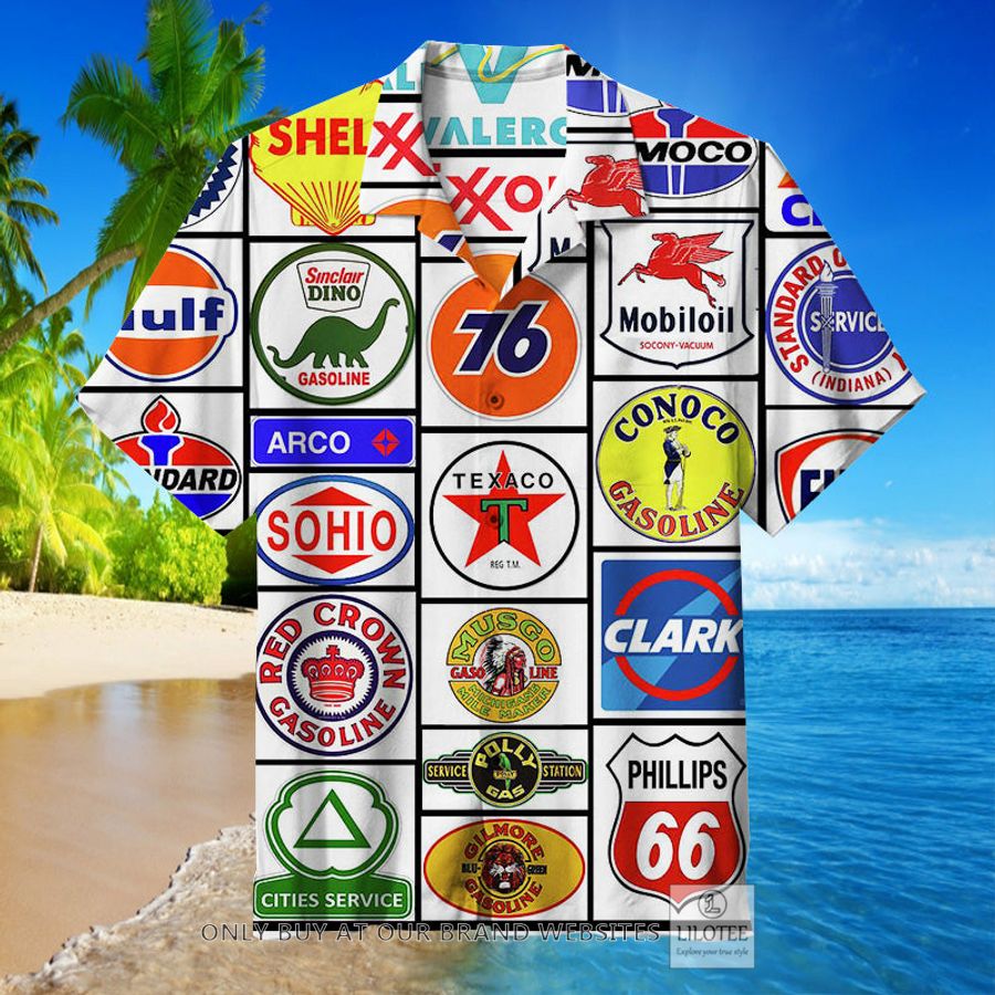 Gasoline Brands logo white Hawaiian Shirt - LIMITED EDITION 16