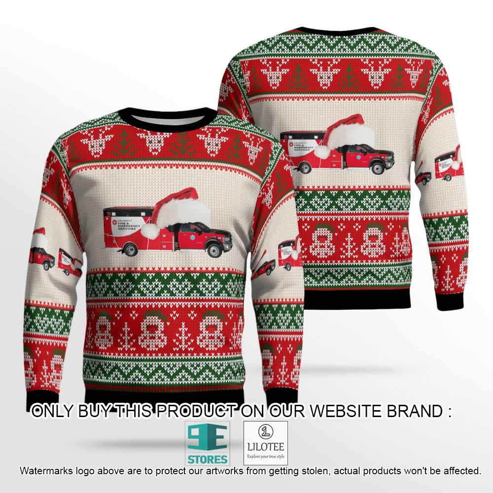 Georgia Gwinnett County Fire and Emergency Services Red Christmas Wool Sweater - LIMITED EDITION 13