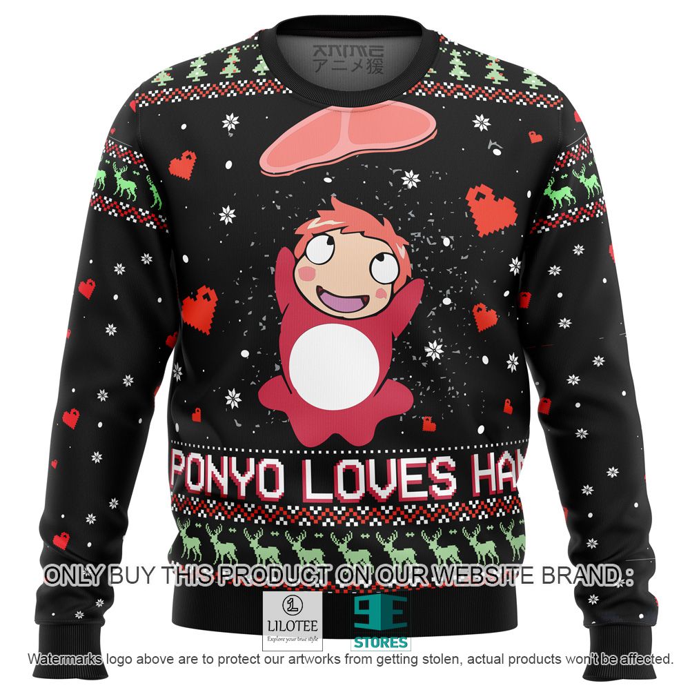 Ghibli Ponyo Loves Ham Anime Ugly Christmas Sweater - LIMITED EDITION 11