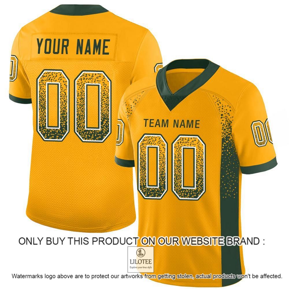 Gold Green-White Mesh Drift Fashion Personalized Football Jersey - LIMITED EDITION 10