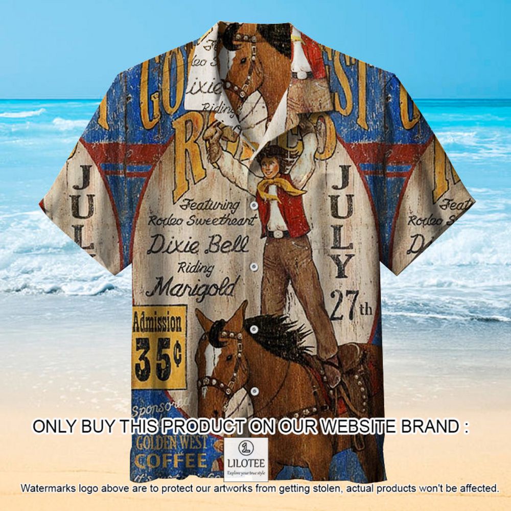 Golden Western Rodeo Vintage Sign July 27th Pattern Short Sleeve Hawaiian Shirt - LIMITED EDITION 10
