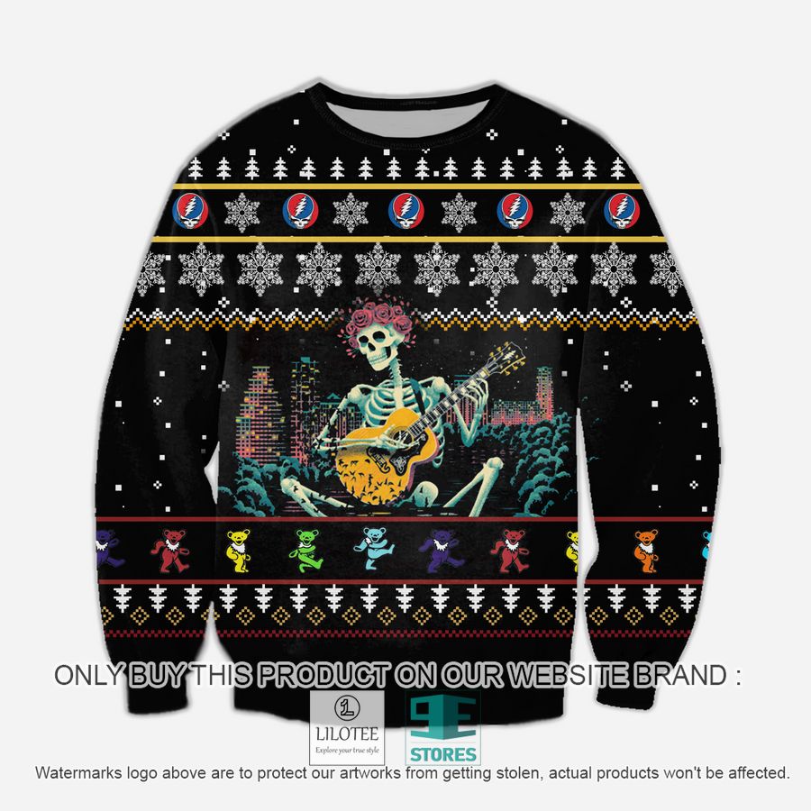 Grateful Dead Rose Skeleton Black Knitted Wool Sweater - LIMITED EDITION 8