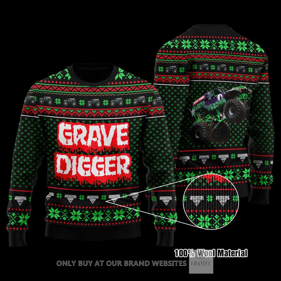 Grave Digger Green Black Wool Sweater 9