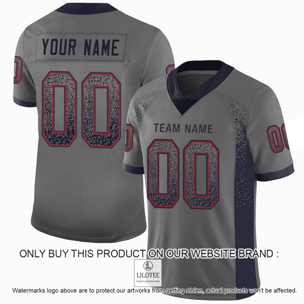 Gray Navy-Red Mesh Drift Fashion Personalized Football Jersey - LIMITED EDITION 10