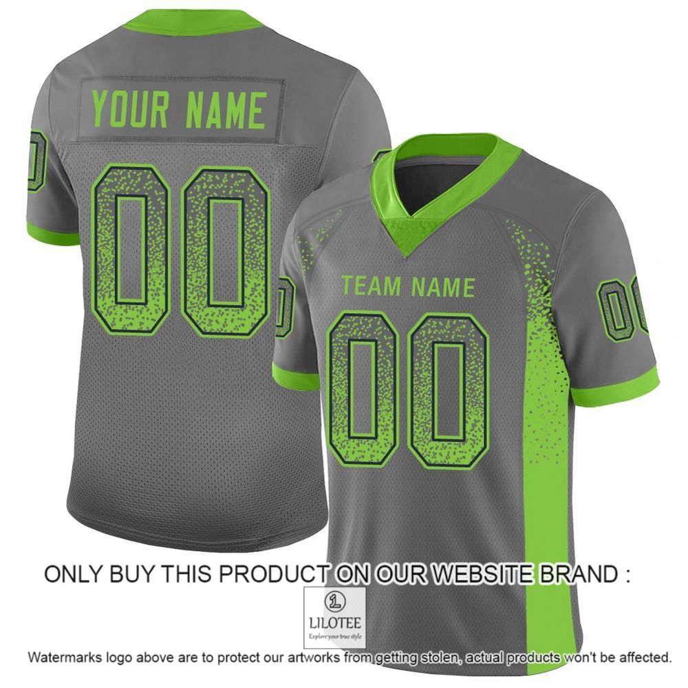 Gray Neon Green-Navy Mesh Drift Fashion Personalized Football Jersey - LIMITED EDITION 11