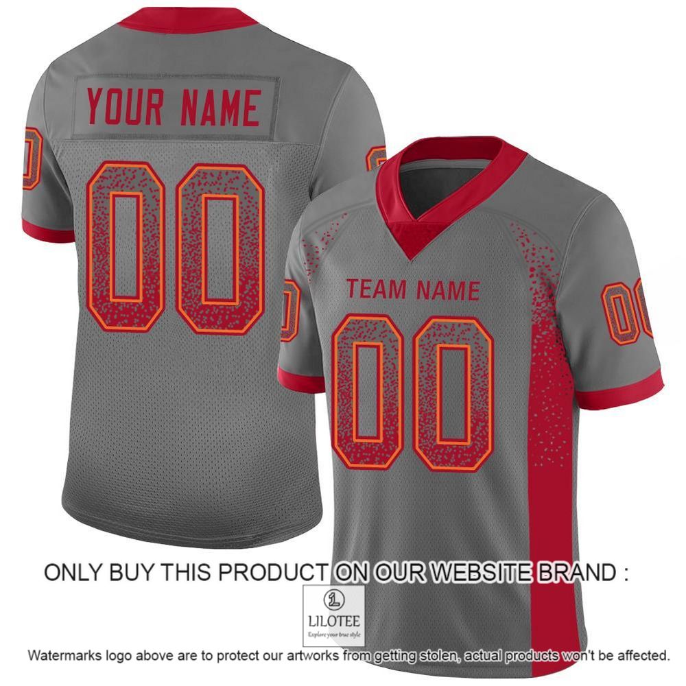 Gray Red-Orange Mesh Drift Fashion Personalized Football Jersey - LIMITED EDITION 10