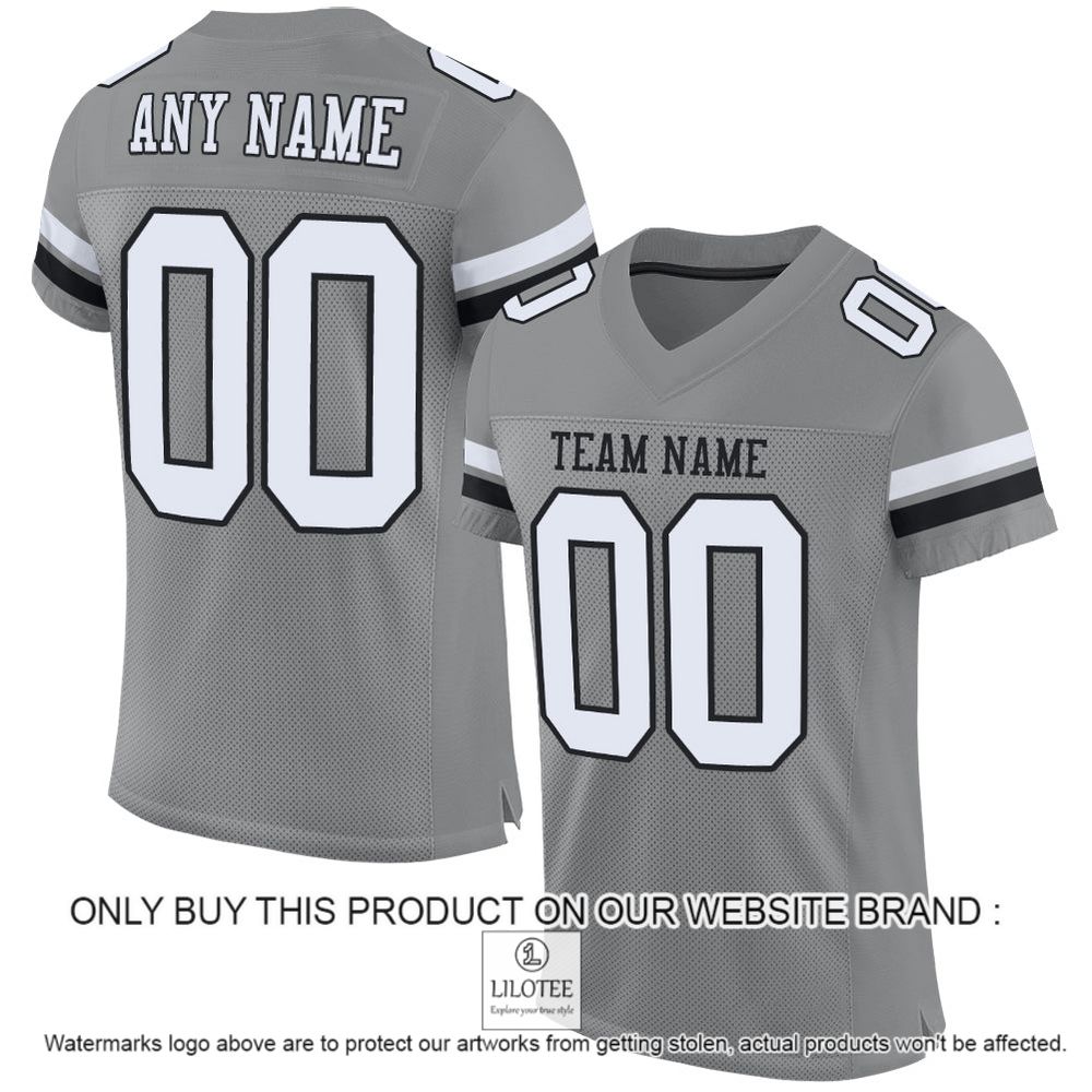Gray White-Black Mesh Authentic Personalized Football Jersey - LIMITED EDITION 13