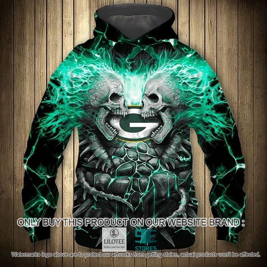 Green Bay Packers Electric Skull Halloween 3D Hoodie, Zip Hoodie - LIMITED EDITION 9