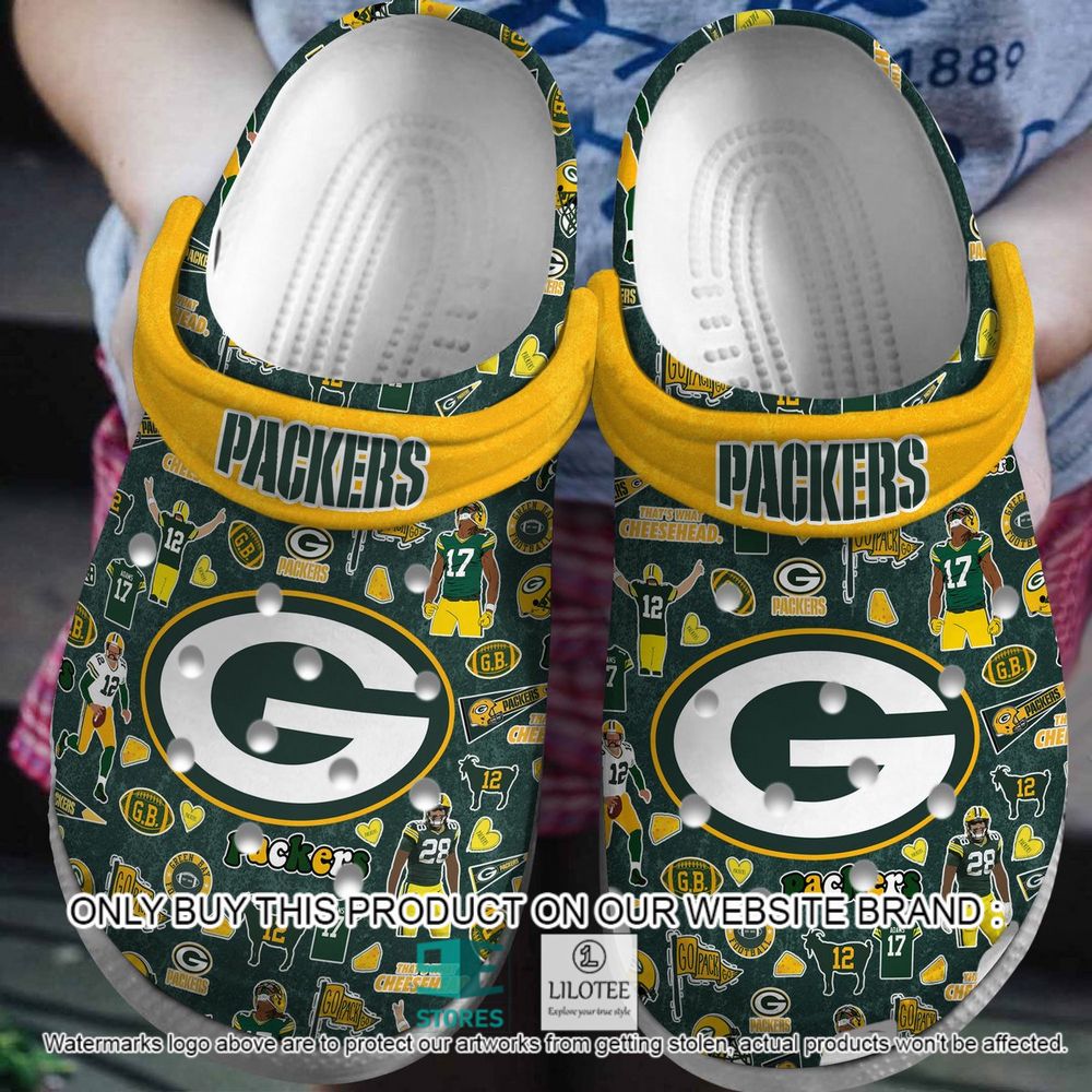 Green Bay Packers Pattern Crocs Crocband Shoes - LIMITED EDITION 6
