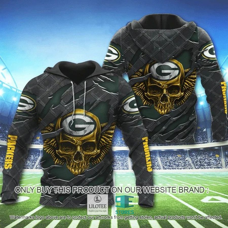 Green Bay Packers Skull Wings 3D Hoodie, Zip Hoodie - LIMITED EDITION 8
