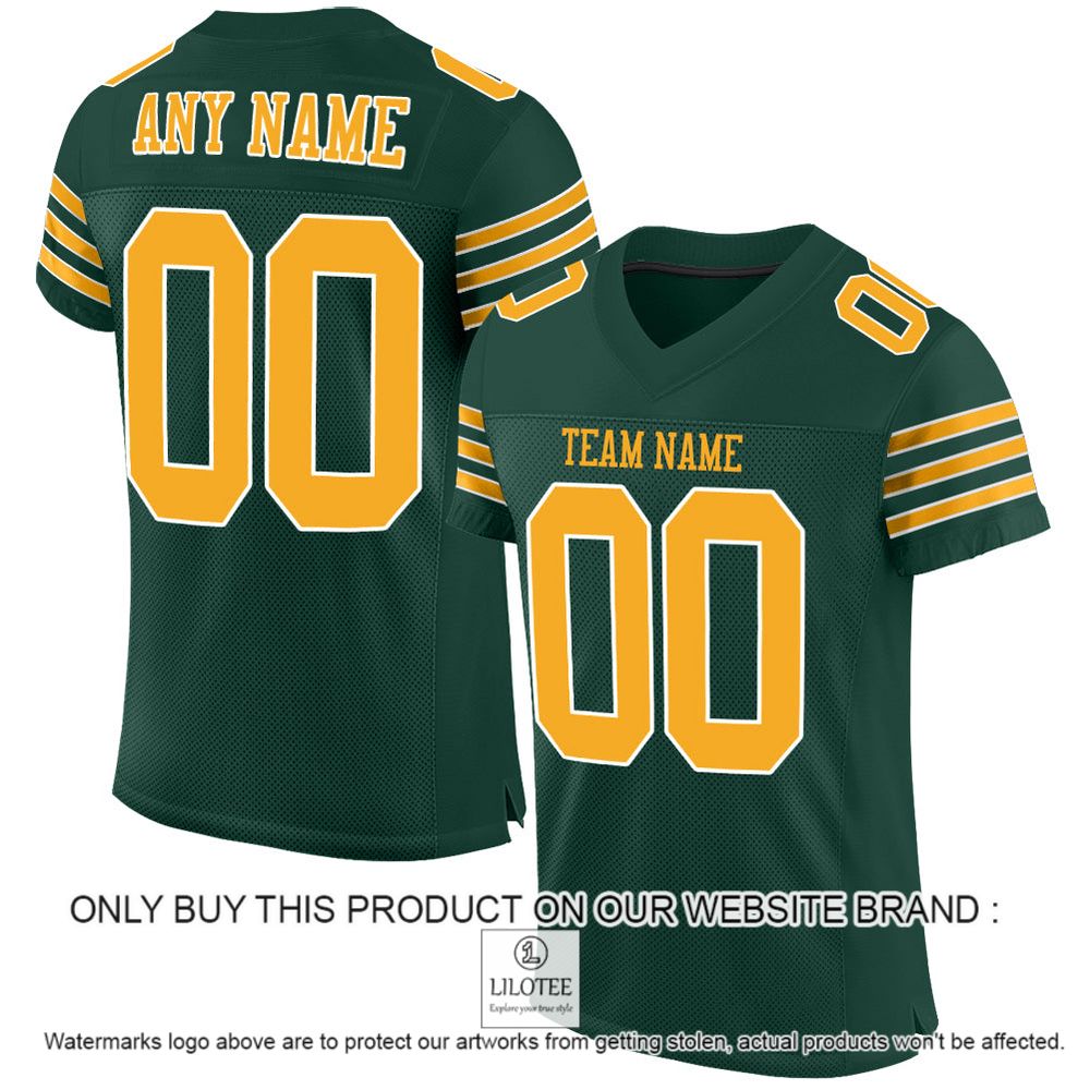 Green Gold-White Mesh Authentic Personalized Football Jersey - LIMITED EDITION 10