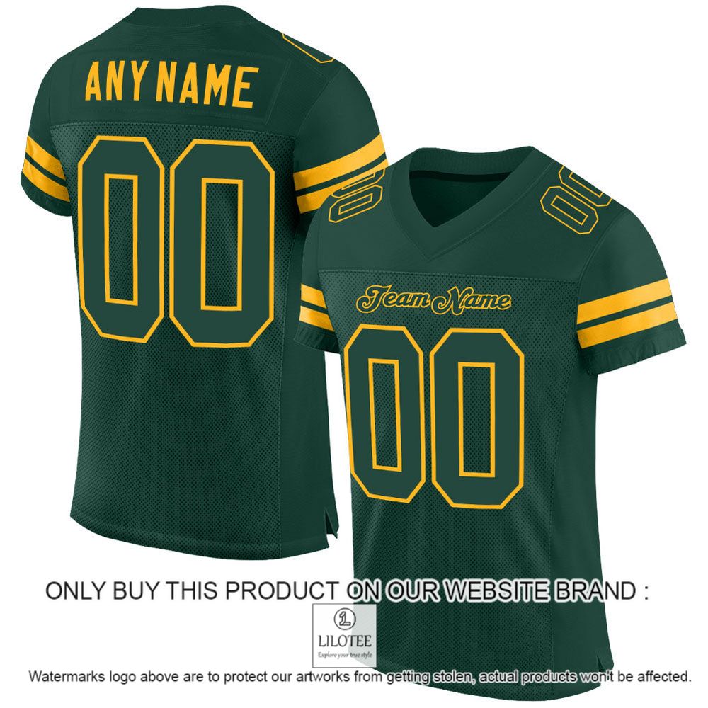 Green Green-Gold Mesh Authentic Personalized Football Jersey - LIMITED EDITION 13