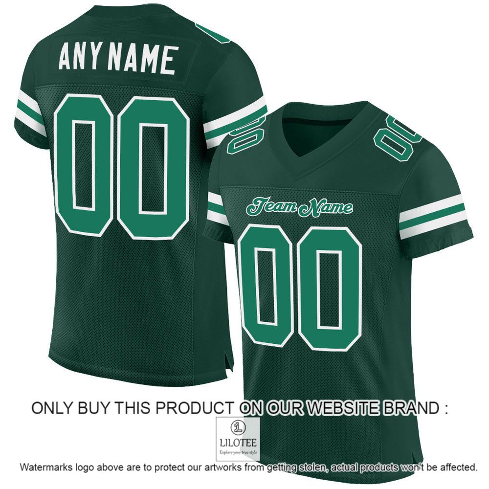 Green Kelly Green-White Mesh Authentic Personalized Football Jersey - LIMITED EDITION 12