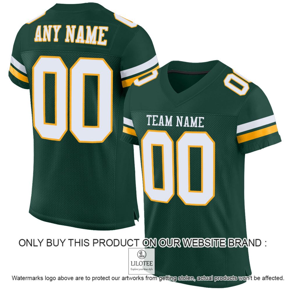 Green White-Gold Mesh Authentic Personalized Football Jersey - LIMITED EDITION 10