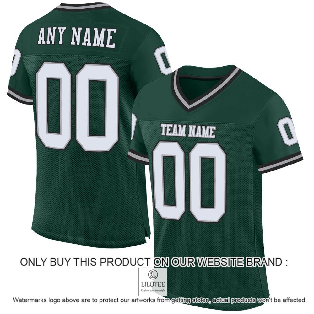 Green White-Gray Mesh Authentic Throwback Personalized Football Jersey - LIMITED EDITION 10