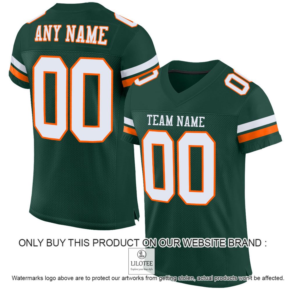 Green White-Orange Mesh Authentic Personalized Football Jersey - LIMITED EDITION 13