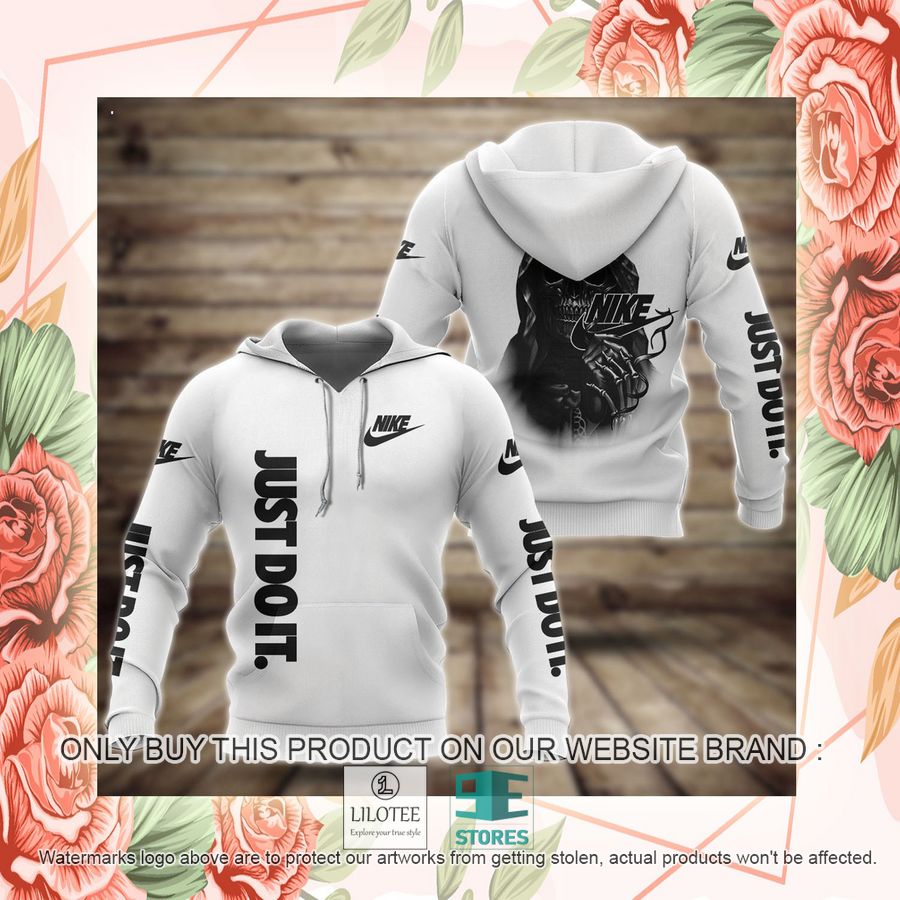 Alternative view of Grim Reaper Nike white 3D Hoodie - LIMITED EDITION