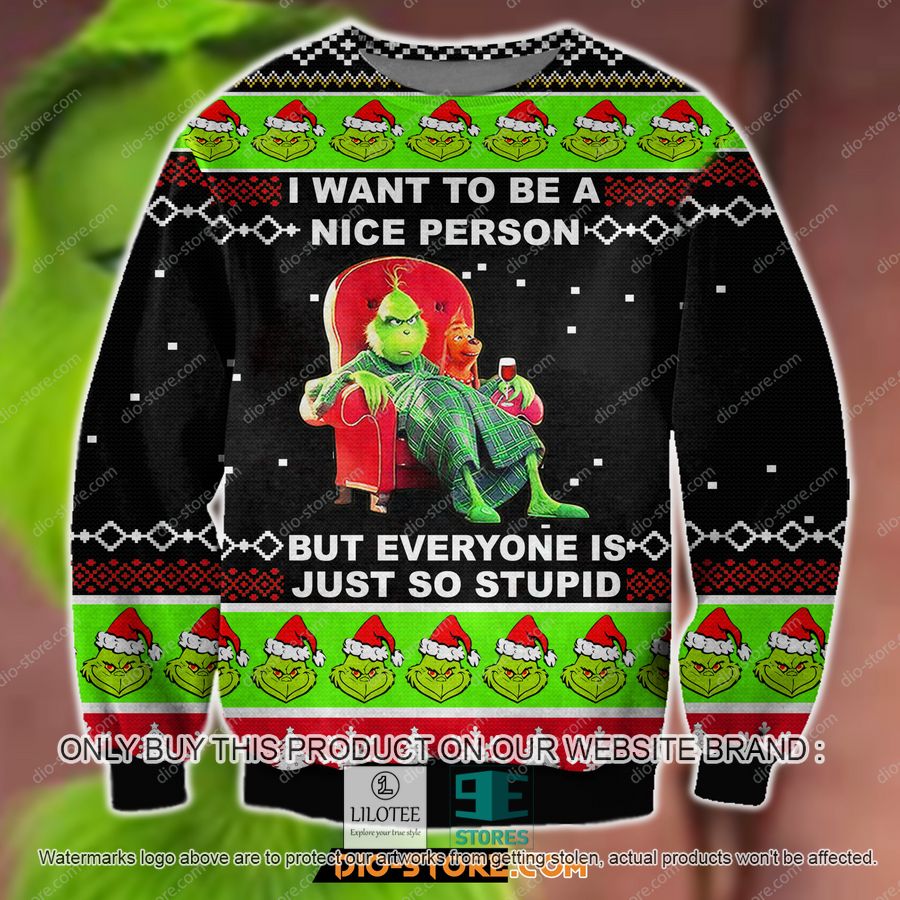Grinch I Want To Be A Nice Person Knitted Wool Sweater - LIMITED EDITION 9