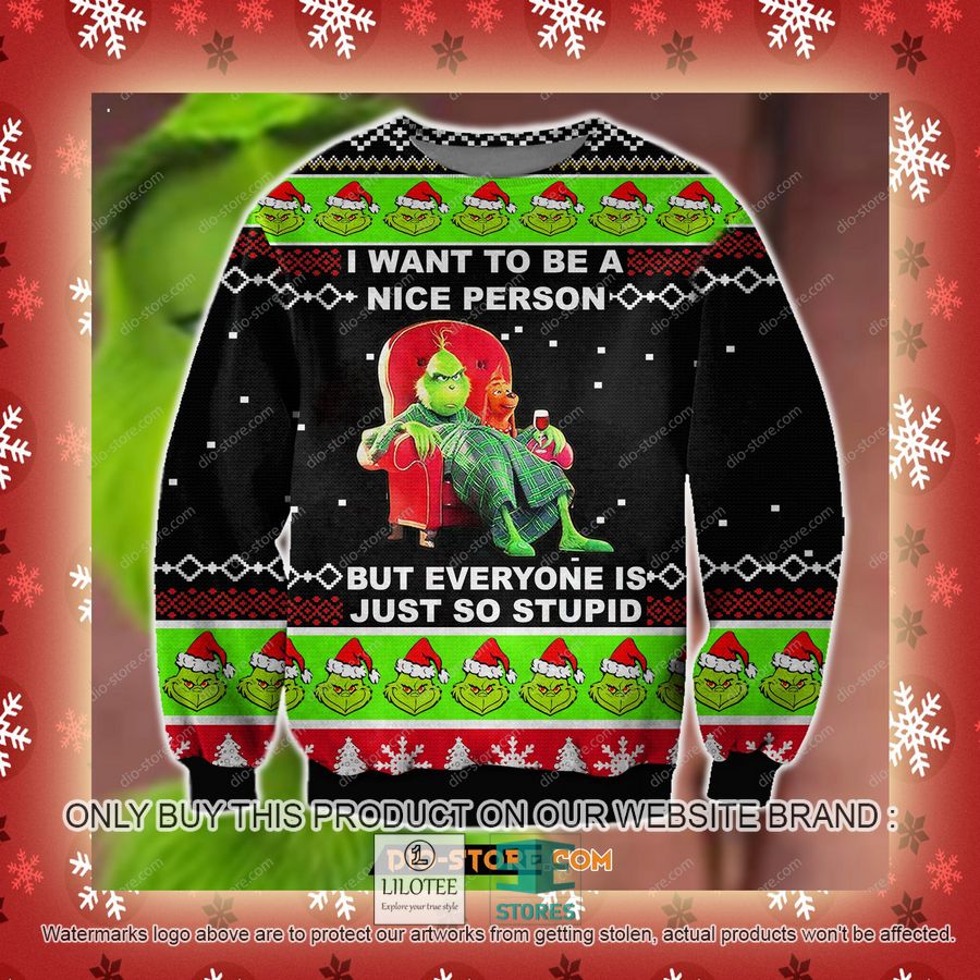 Grinch I Want To Be A Nice Person Knitted Wool Sweater - LIMITED EDITION 3 Grinch I Want To Be A Nice Person Knitted Wool Sweater - LIMITED EDITION - Image 3