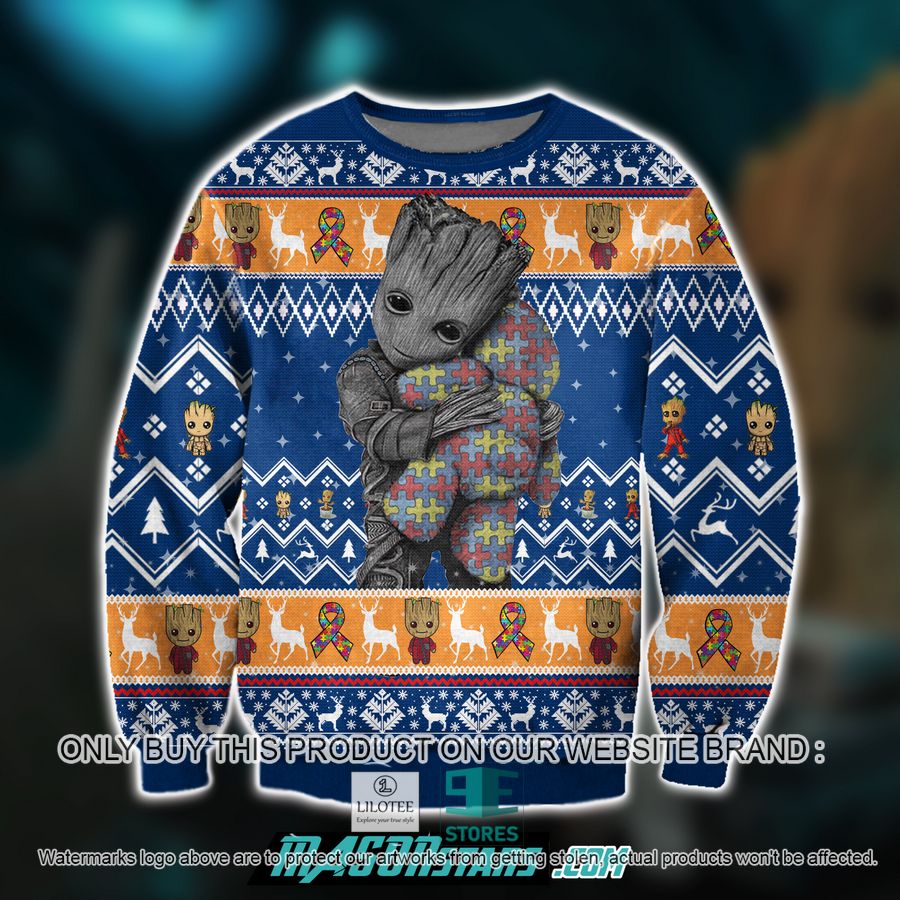 Groot Hugs Pieces Of Autism Ugly Christmas Sweater, Sweatshirt 9