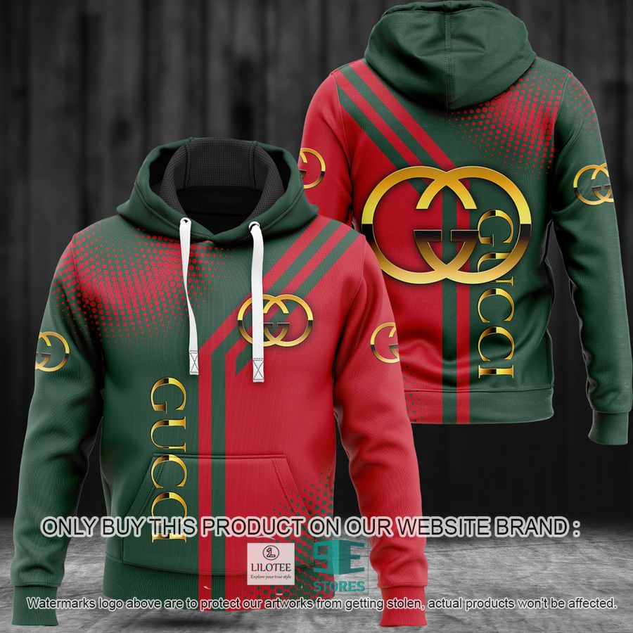Gucci 3d dot illusion Green Red 3D All Over Print Hoodie 9