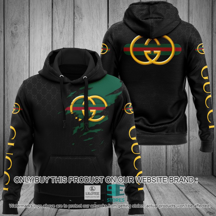Gucci 3d illusion black 3D All Over Print Hoodie 9