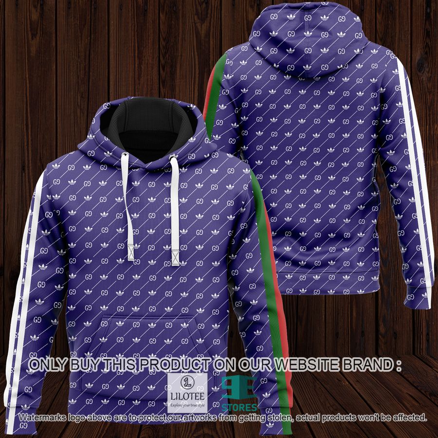 Gucci Adidas blue 3D Hoodie - LIMITED EDITION 9