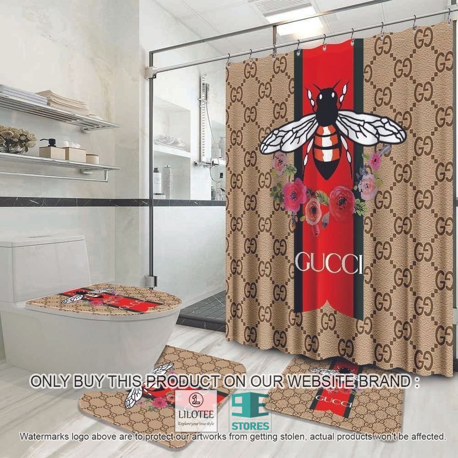 Gucci Bee Flowers brown Shower Curtain Sets - LIMITED EDITION 9