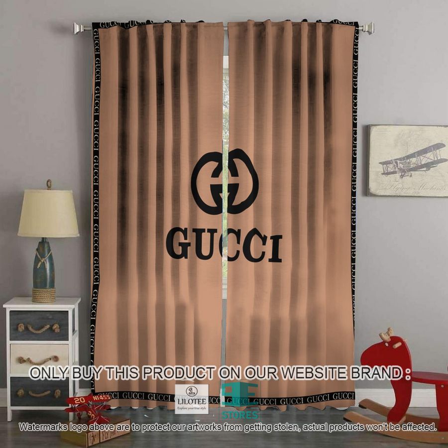 Gucci Black logo Brown Windown Curtain 8