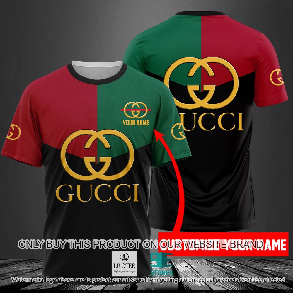 Gucci Black Red Green Custom Name 3D Shirt - LIMITED EDITION 10