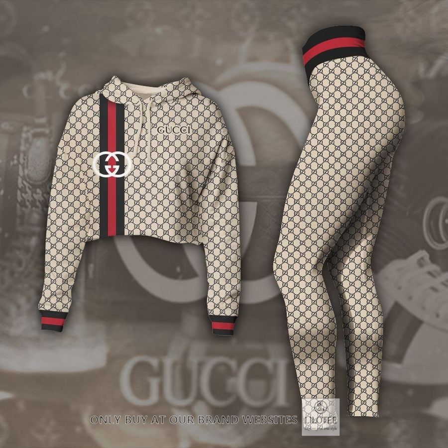 Gucci Black Red Line Crop Hoodie vs Legging 2