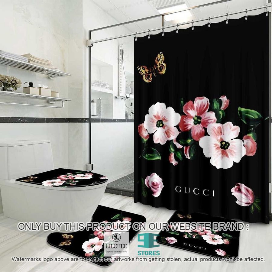 Gucci brand Flowers black Shower Curtain Sets - LIMITED EDITION 9