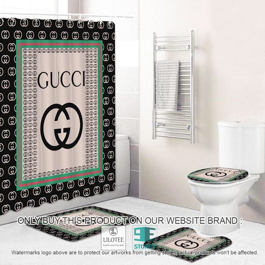 Gucci brand logo black cream Shower Curtain Sets - LIMITED EDITION 8