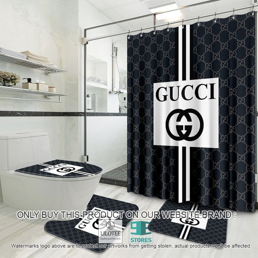 Gucci brand logo dark blue Shower Curtain Sets - LIMITED EDITION 8